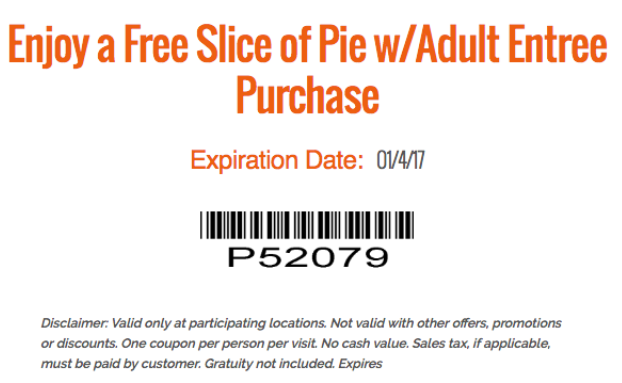 Village Inn Coupon April 2024 Free pie with your entree today at Village Inn