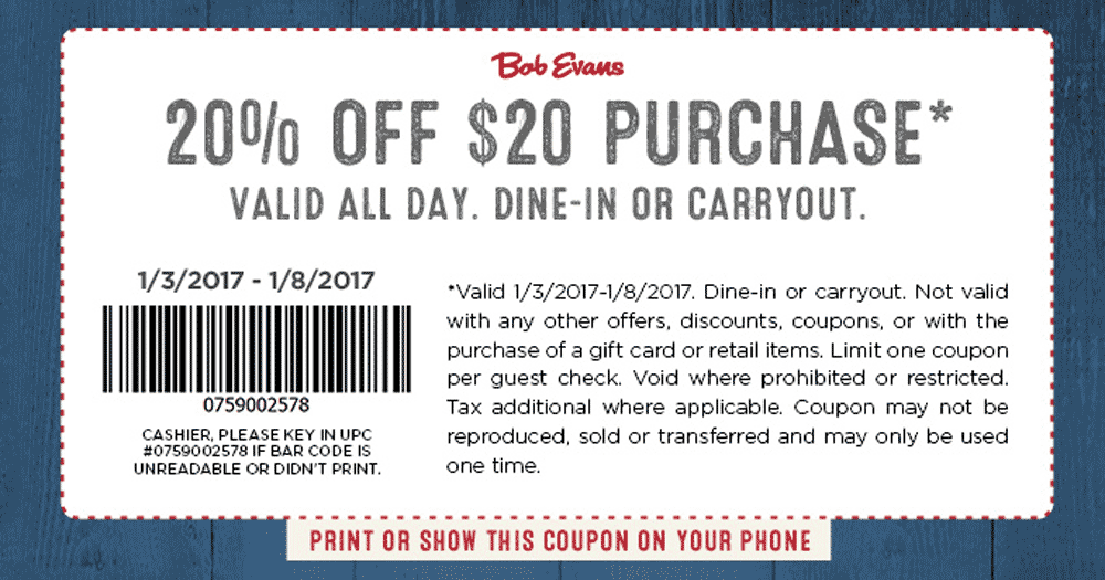 Bob Evans August 2020 Coupons and Promo Codes 🛒