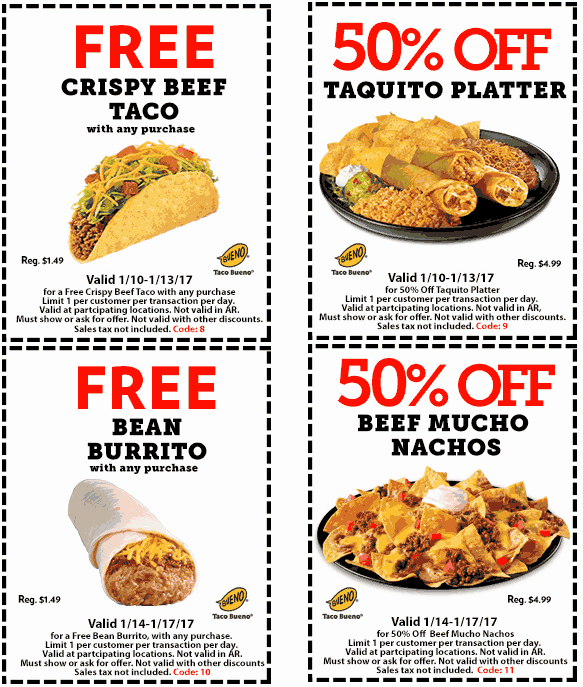 Printable Taco Bueno Coupons 2022 Printable World Holiday