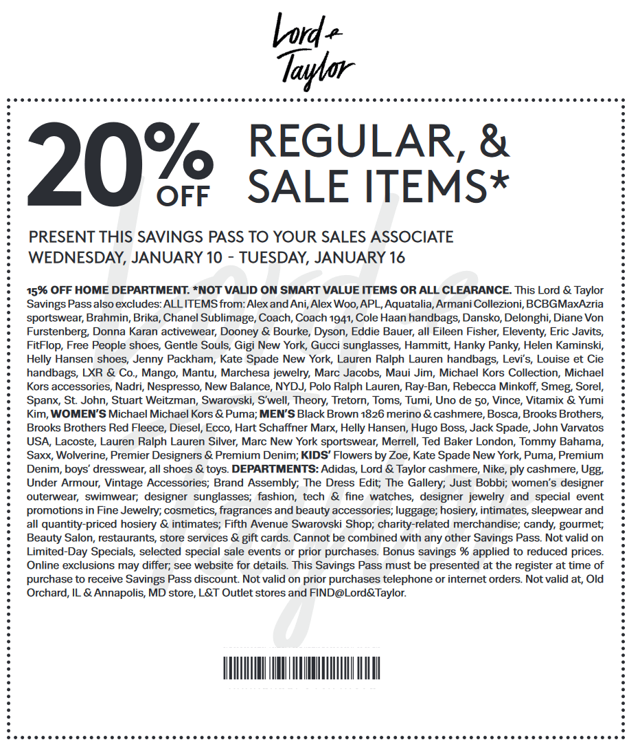 Lord & Taylor Coupon March 2024 Extra 20% off at Lord & Taylor, or online via promo code LTLOVE