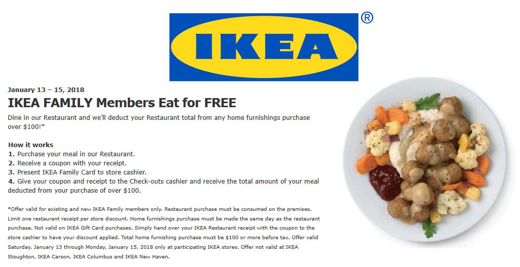 IKEA Coupon April 2024 Spend $100 eat free at IKEA