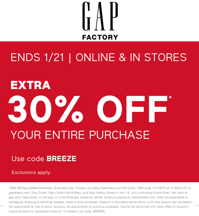 Gap Factory coupons & promo code for [April 2024]