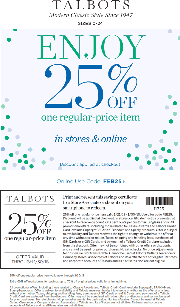 Talbots February 2024 Coupons and Promo Codes 🛒