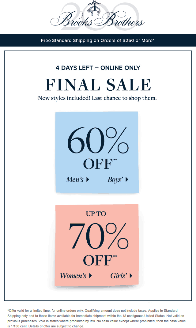 Brooks Brothers Coupon April 2024 60-70% off online at Brooks Brothers