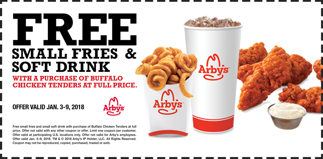 Arbys Coupon April 2024 Free fries & drink with your chicken tenders at Arbys