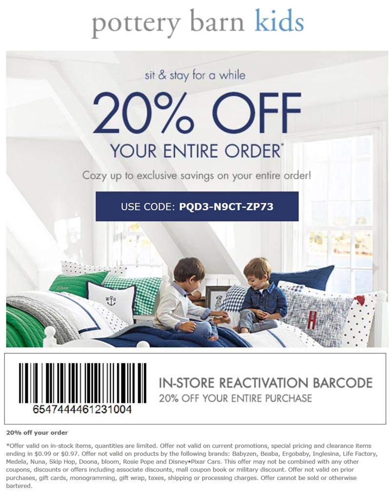 Pottery Barn Kids July 2021 Coupons And Promo Codes Xd83dxded2