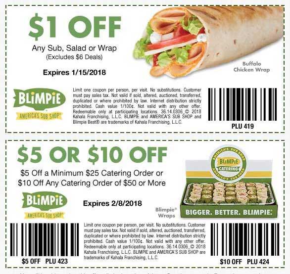 Blimpie Coupon March 2024 Shave a buck off your sub, salad or wrap at Blimpies restaurants