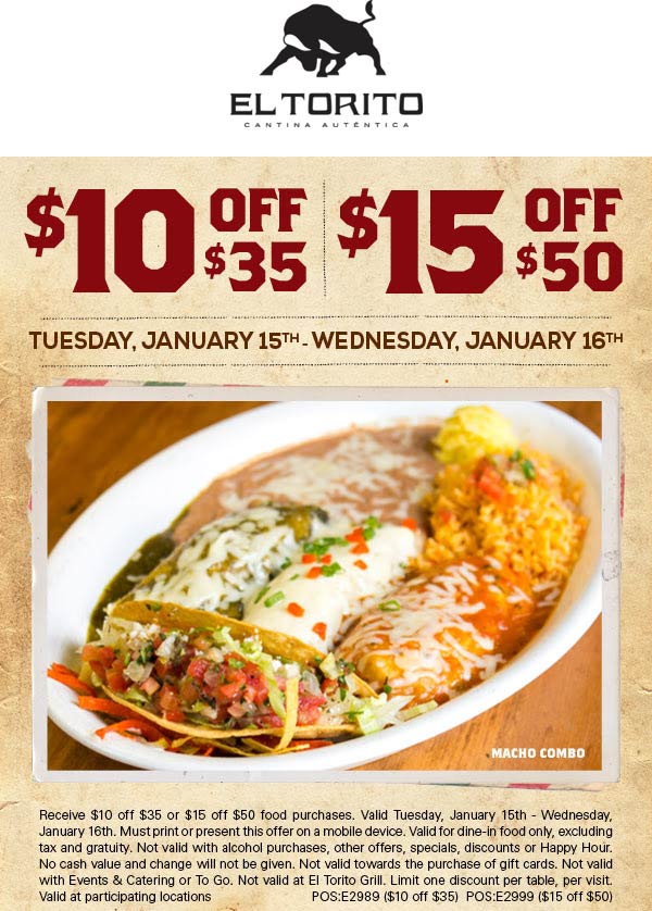 El Torito coupons & promo code for [October 2022]