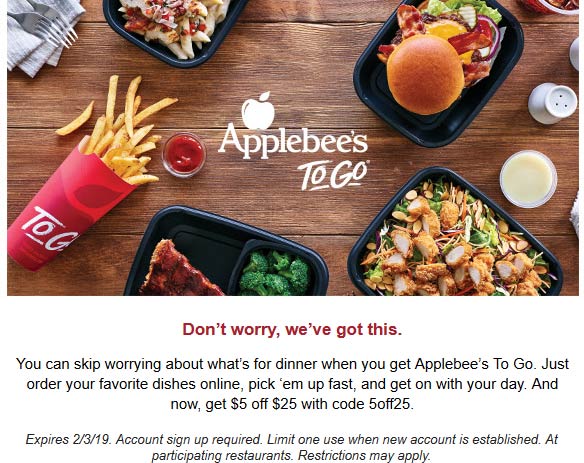 Applebees coupons & promo code for [January 2022]