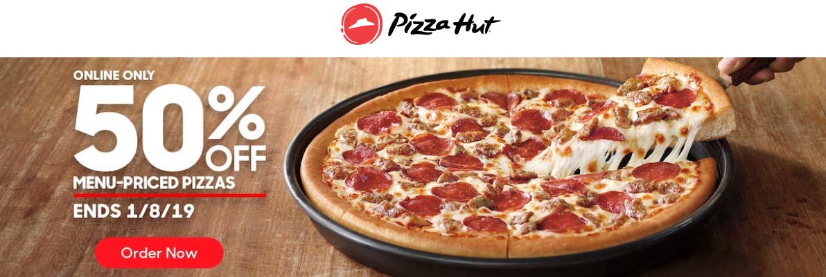 Pizza Hut Coupon April 2024 50% off pizzas online at Pizza Hut