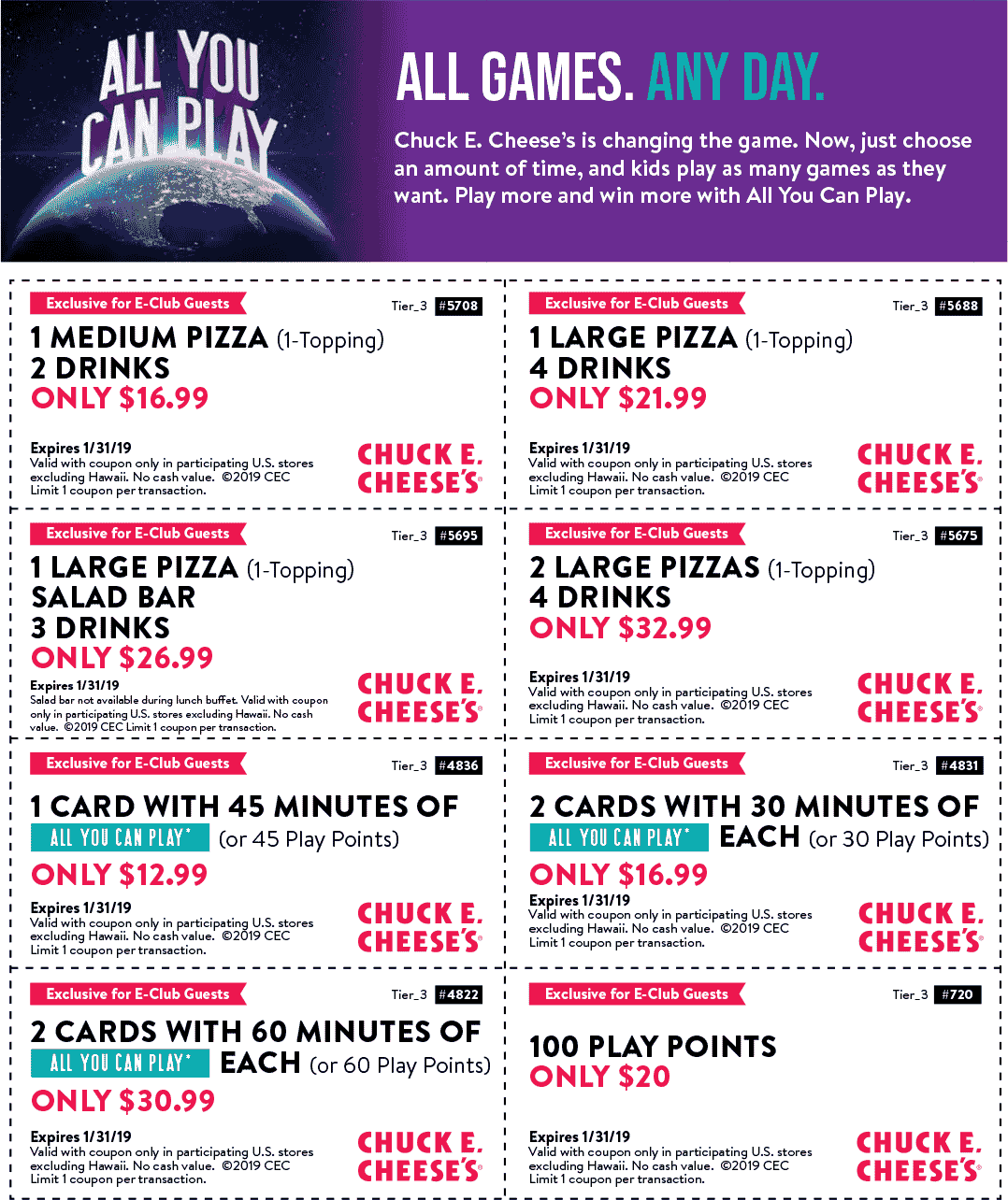 Chuck E. Cheese coupons & promo code for [June 2022]