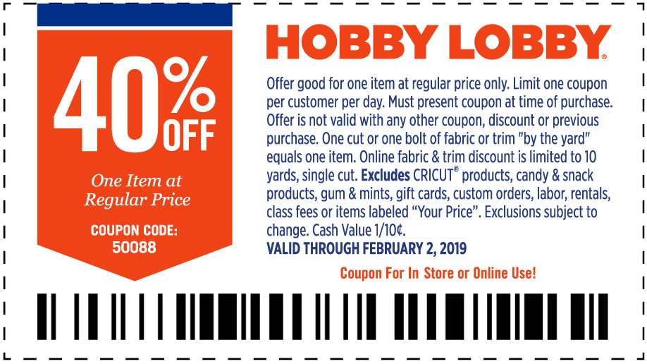 Hobby Lobby coupons & promo code for [January 2022]