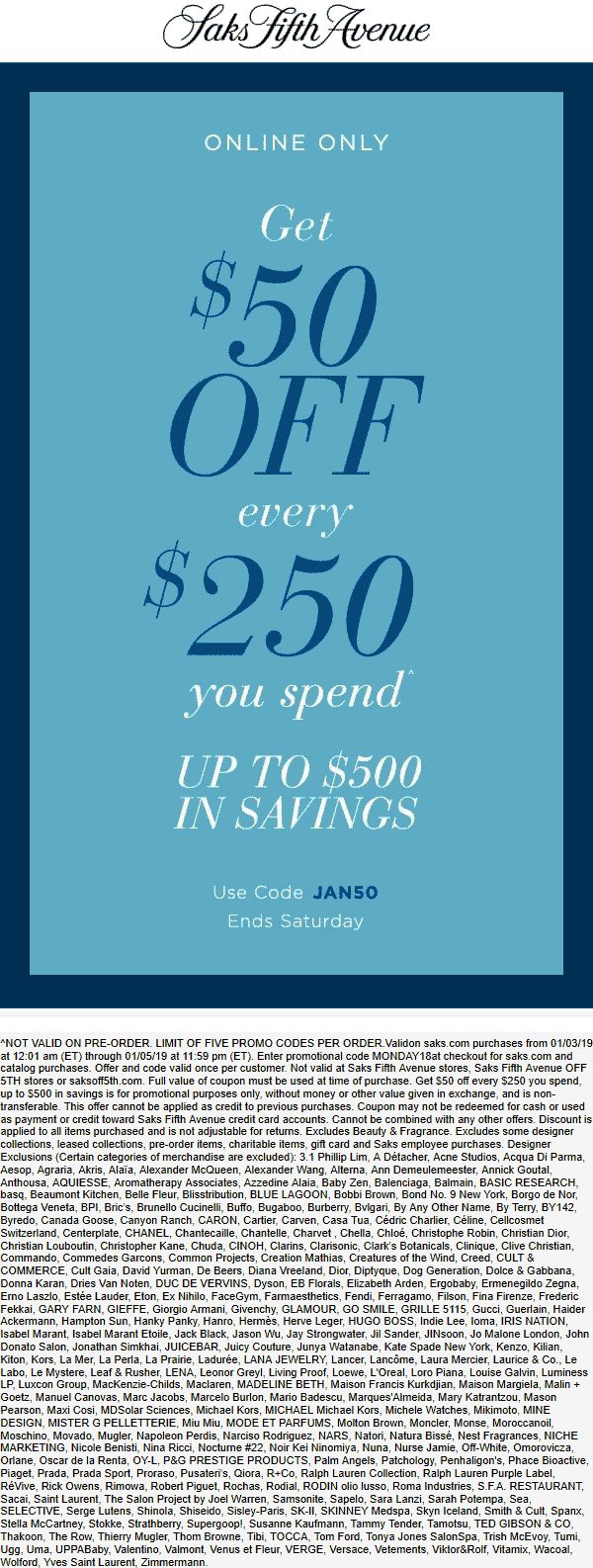 Saks Fifth Avenue coupons & promo code for [May 2022]