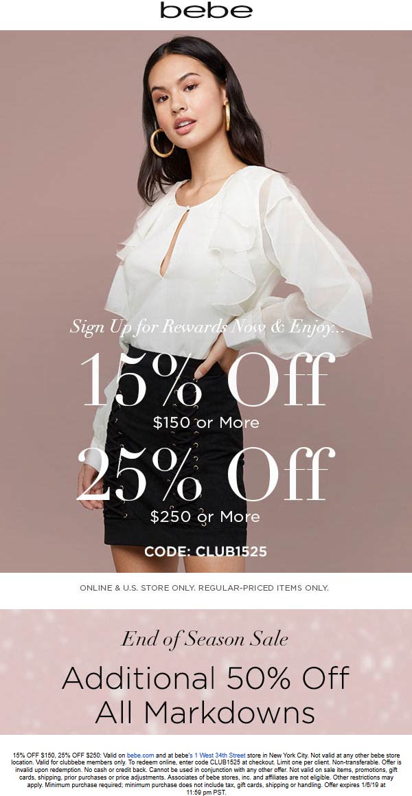 Bebe coupons & promo code for [September 2022]