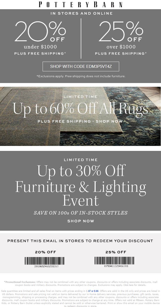 Pottery Barn coupons & promo code for [May 2022]