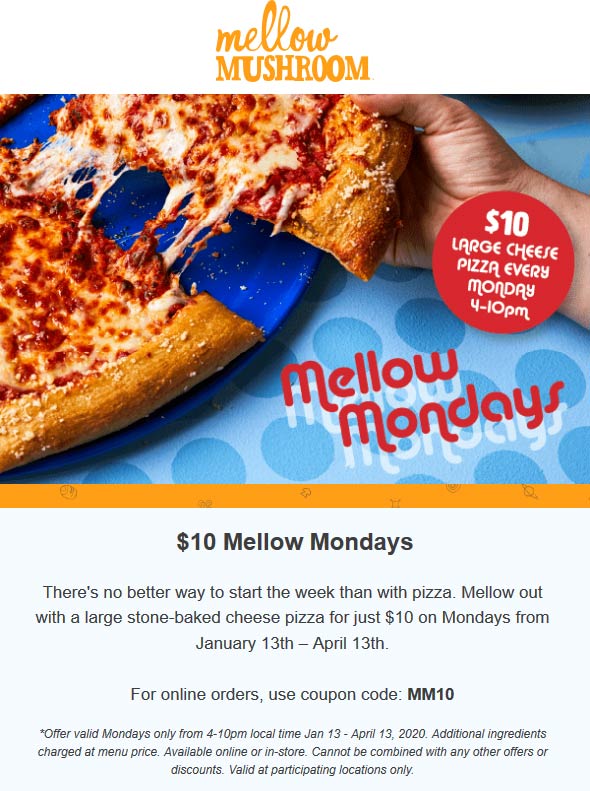 Mellow Mushroom coupons & promo code for July 2025