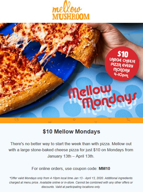 Mellow Mushroom coupons & promo code for [March 2024]