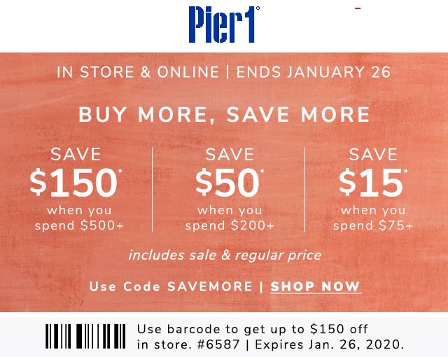 Pier 1 coupons & promo code for [May 2022]