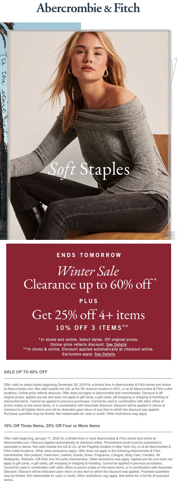 Abercrombie & Fitch coupons & promo code for July 2025