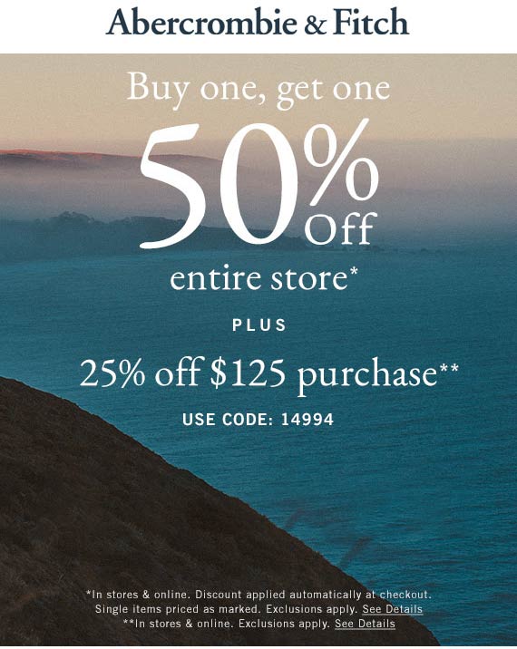 Abercrombie & Fitch coupons & promo code for June 2025