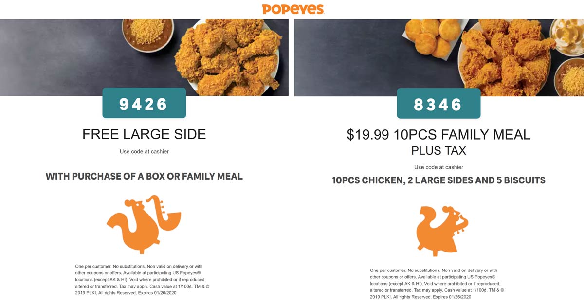 Popeyes coupons & promo code for [September 2022]