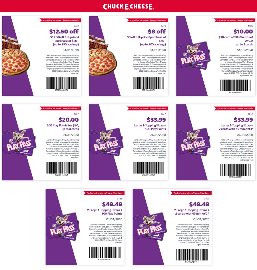 Chuck E. Cheese coupons & promo code for [September 2022]
