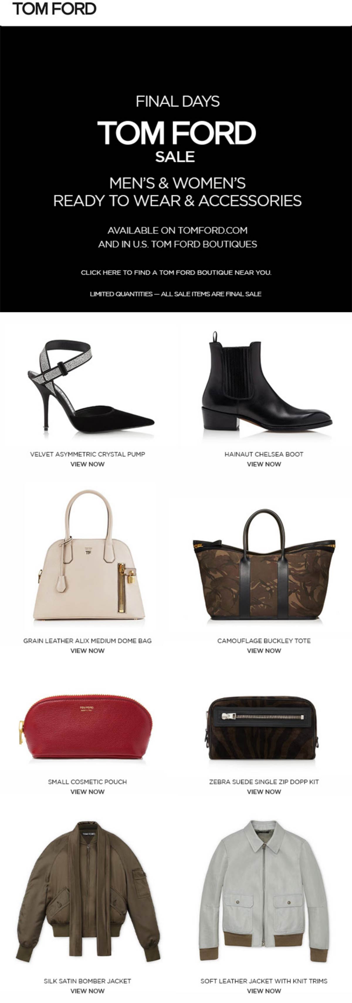 Tom Ford stores Coupon  50% off going on at Tom Ford, ditto online #tomford 