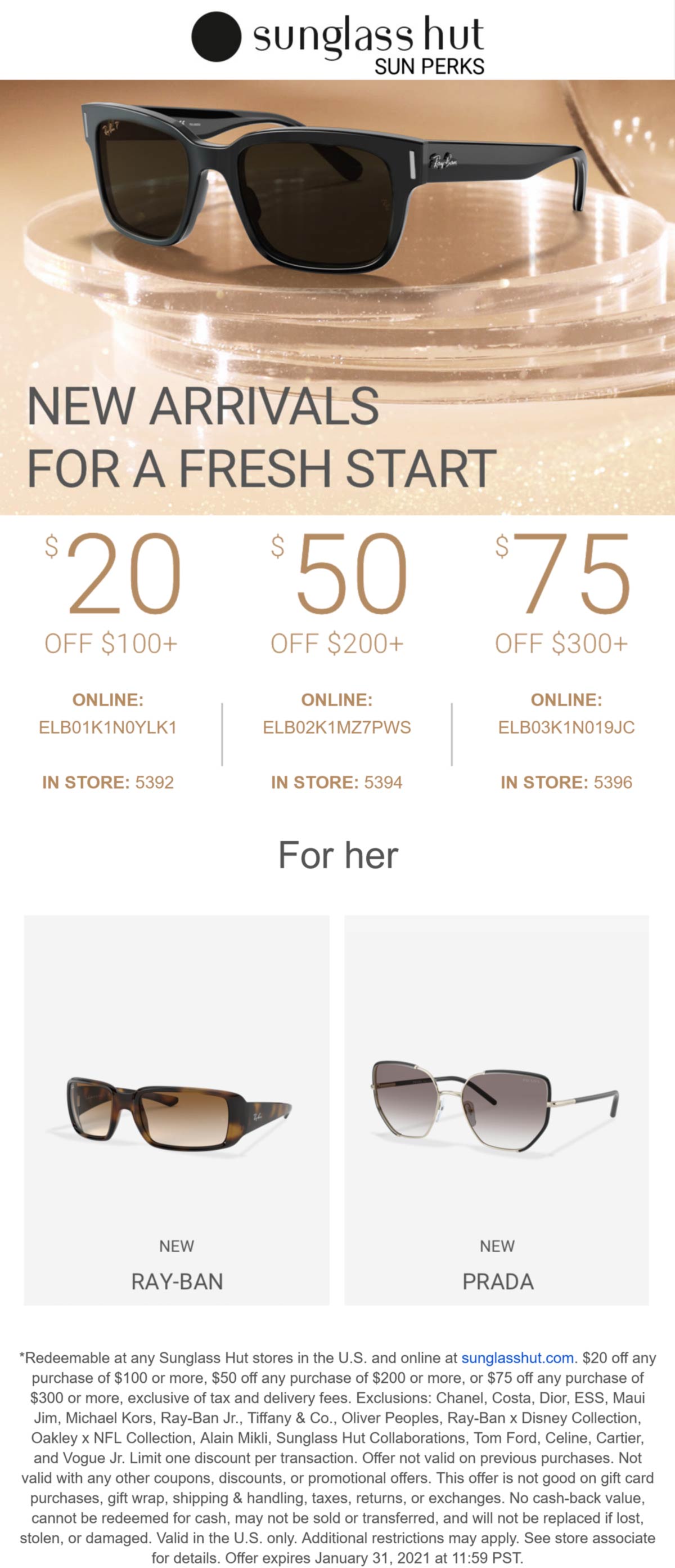 [September, 2021] 2075 off 100+ at Sunglass Hut, via promo