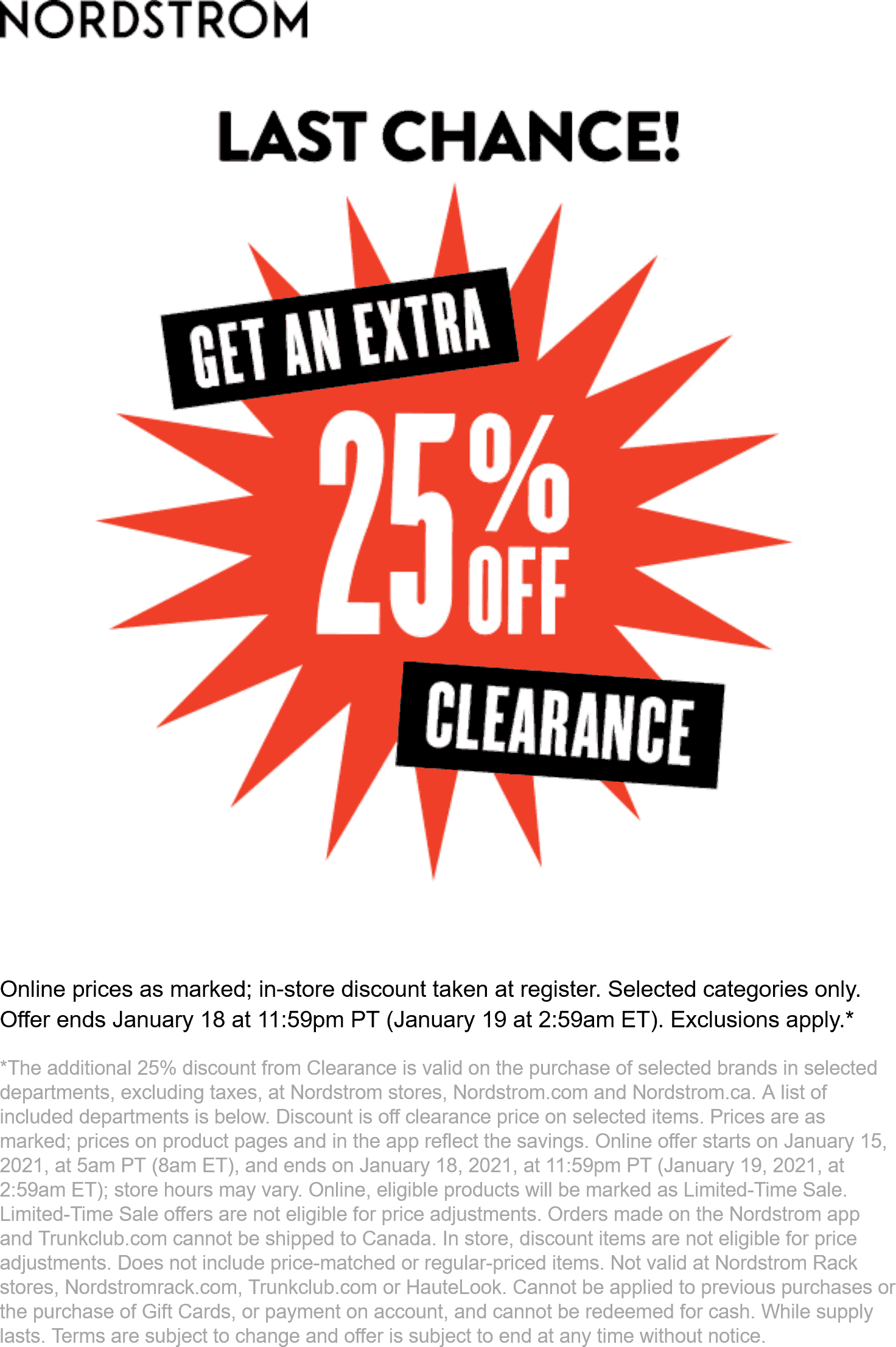 Nordstrom stores Coupon  Extra 25% off clearance today at Nordstrom #nordstrom 