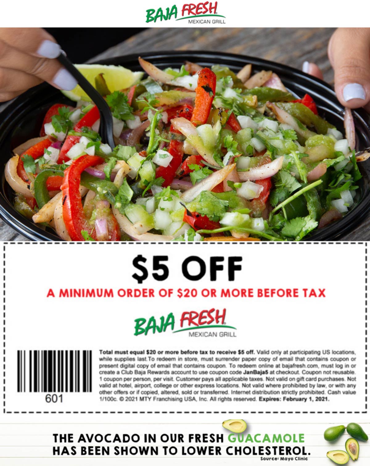 Baja Fresh restaurants Coupon  $5 off $20 at Baja Fresh Mexican grill #bajafresh 