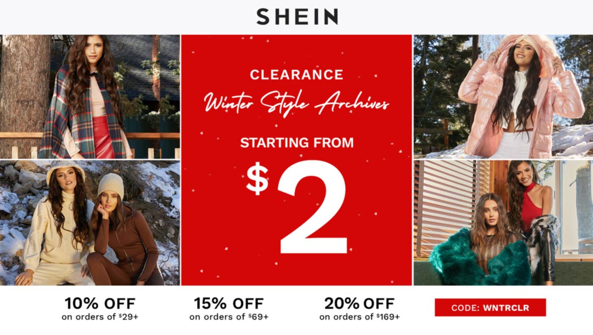 SHEIN stores Coupon  10-20% off $29+ at SHEIN via promo code WNTRCLR #shein 