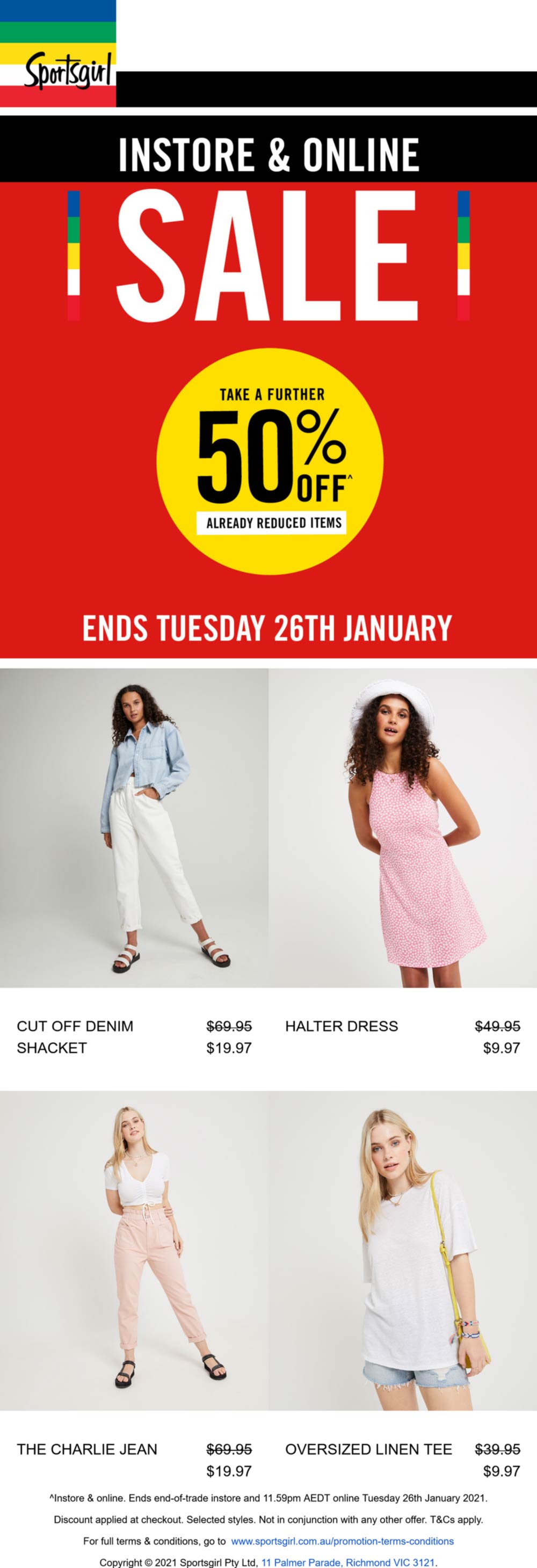 Extra 50 off sale items at Sportsgirl, ditto online sportsgirl The Coupons App®