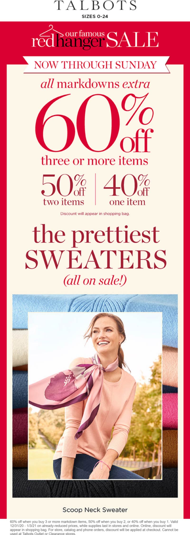 Talbots stores Coupon  Extra 40-60% off sale items at Talbots, ditto online #talbots 