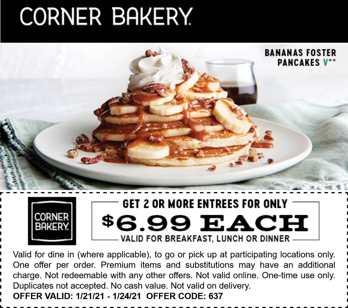 Corner Bakery restaurants Coupon  $7 entrees at Corner Bakery cafe #cornerbakery 