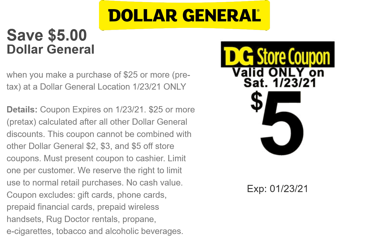 Dollar General stores Coupon  $5 off $25 today at Dollar General , or online via promo code PIEDAY #dollargeneral 