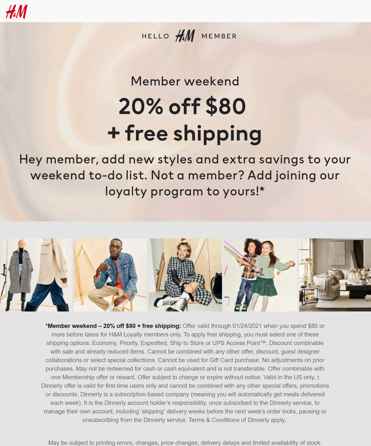 H&M stores Coupon  20% off $80 + free shipping logged in at H&M #hm 