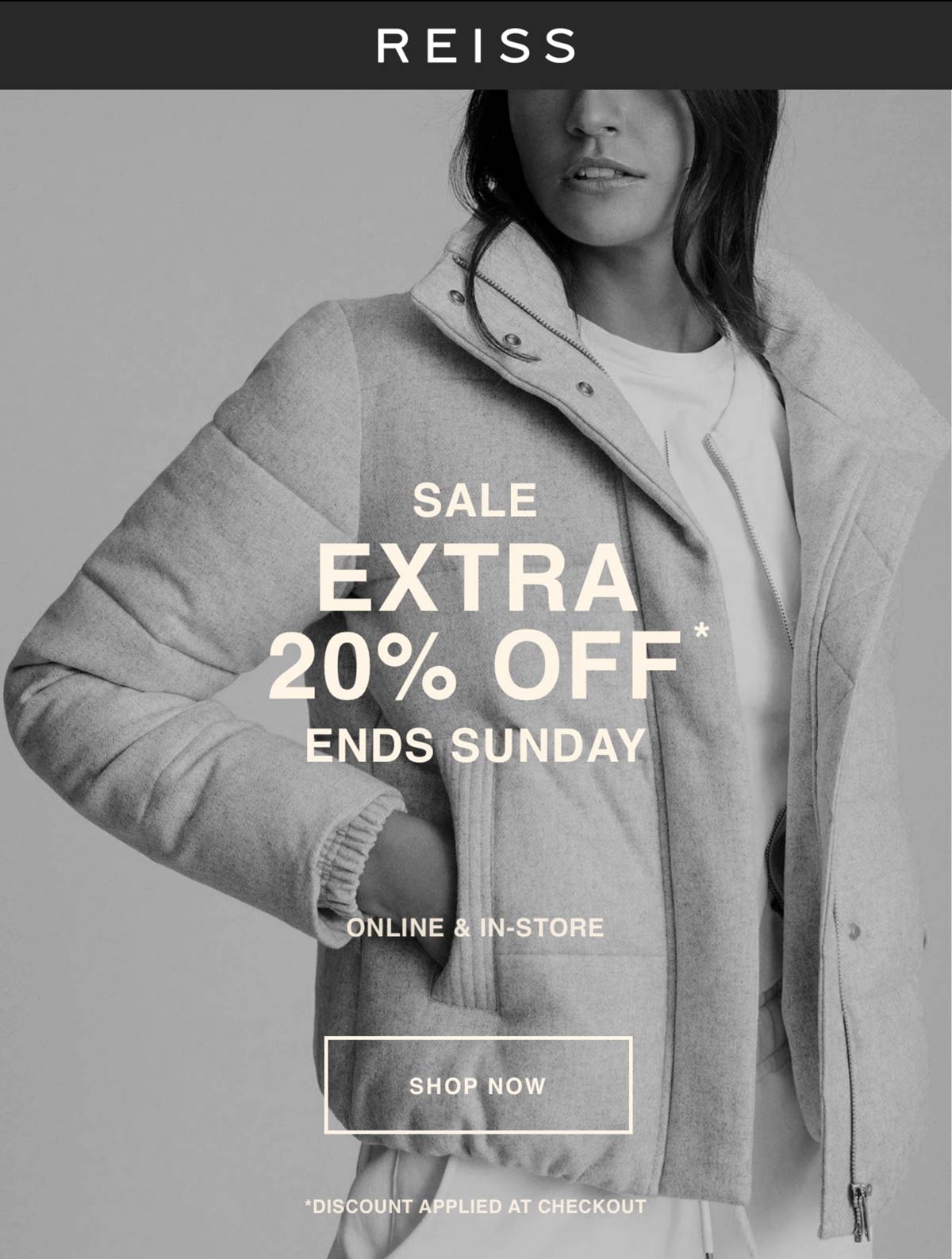 Reiss stores Coupon  Extra 20% off at Reiss, ditto online #reiss 