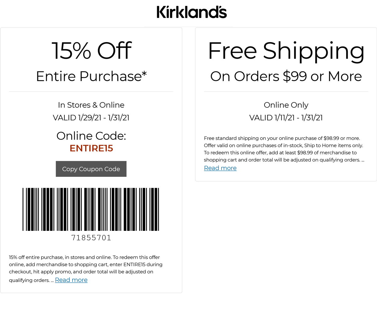 Kirklands stores Coupon  15% off at Kirklands homegoods, or online via promo code ENTIRE15 #kirklands 