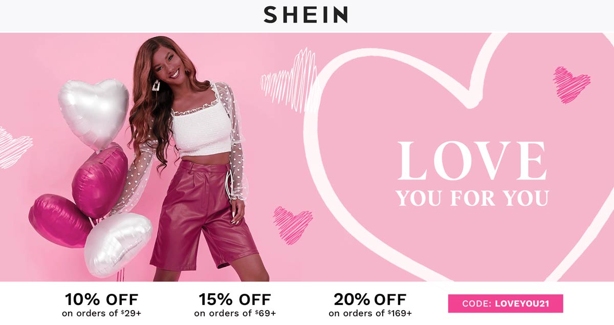 SHEIN stores Coupon  10-20% off $29+ at SHEIN via promo code LOVEYOU21 #shein 