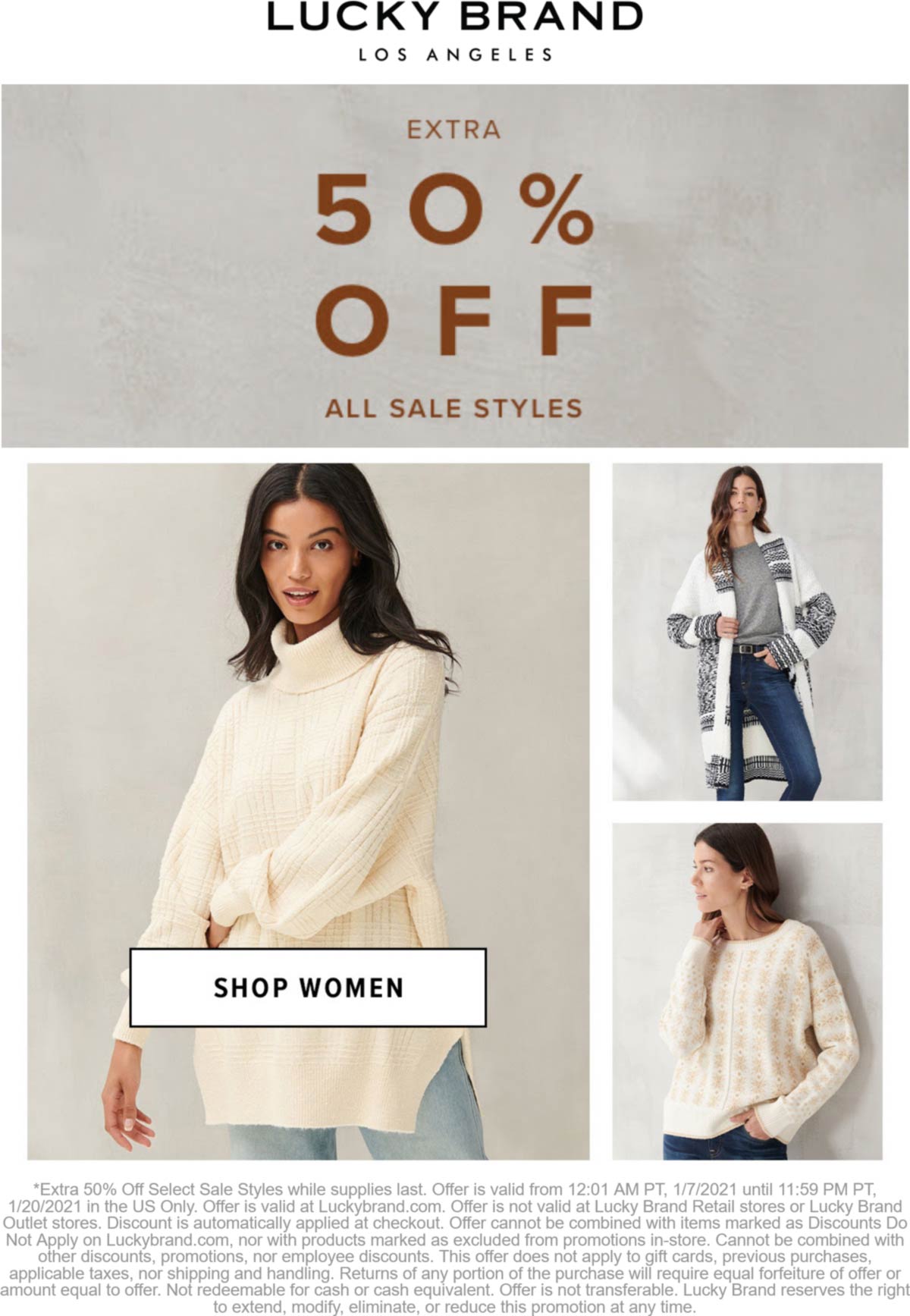 Lucky Brand stores Coupon  Extra 50% off sale styles online at Lucky Brand #luckybrand 