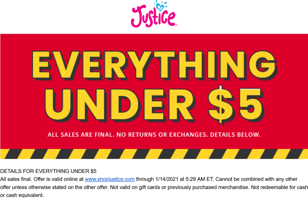 Justice stores Coupon  Everything under $5 at Justice out-of-business sale #justice 