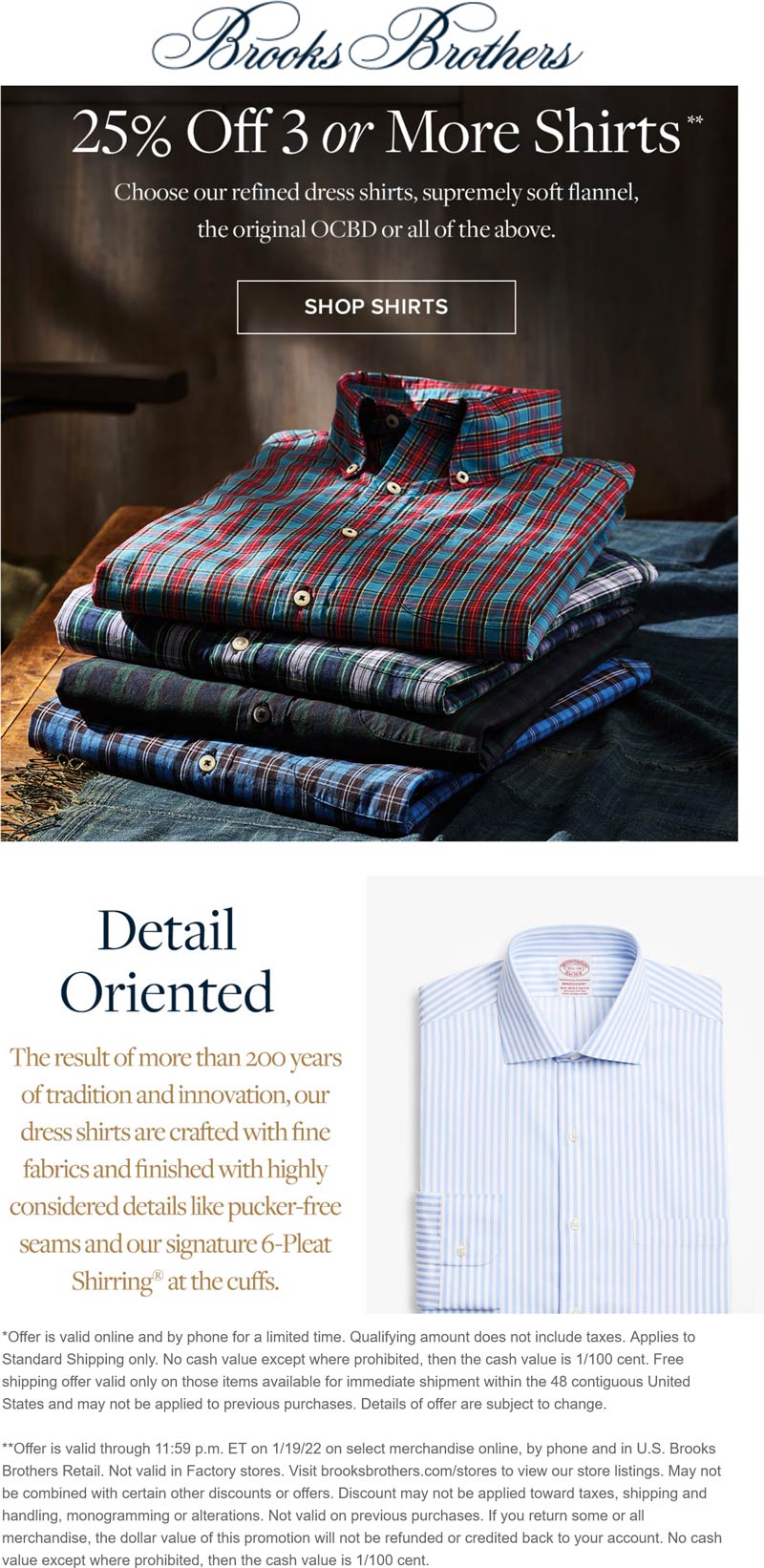 Brooks Brothers stores Coupon  25% off 3+ shirts at Brooks Brothers, ditto online #brooksbrothers 