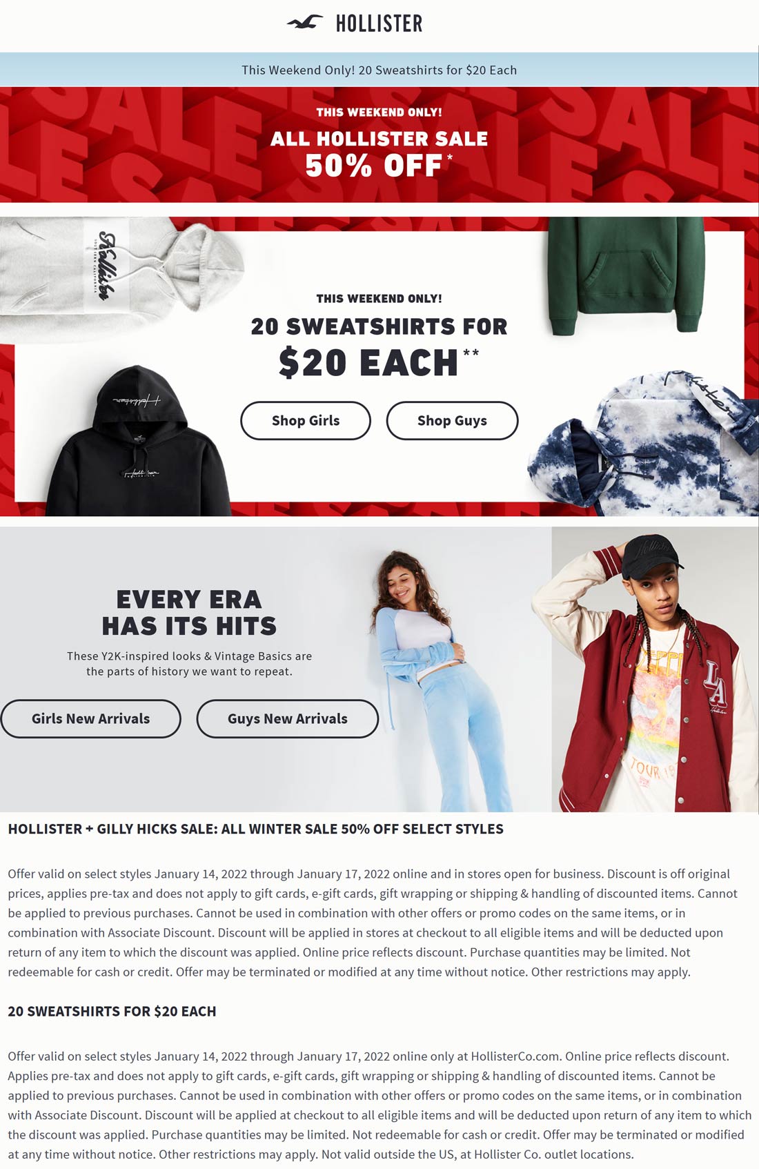 Hollister stores Coupon  50% off all winter sale items at Hollister, ditto online #hollister 
