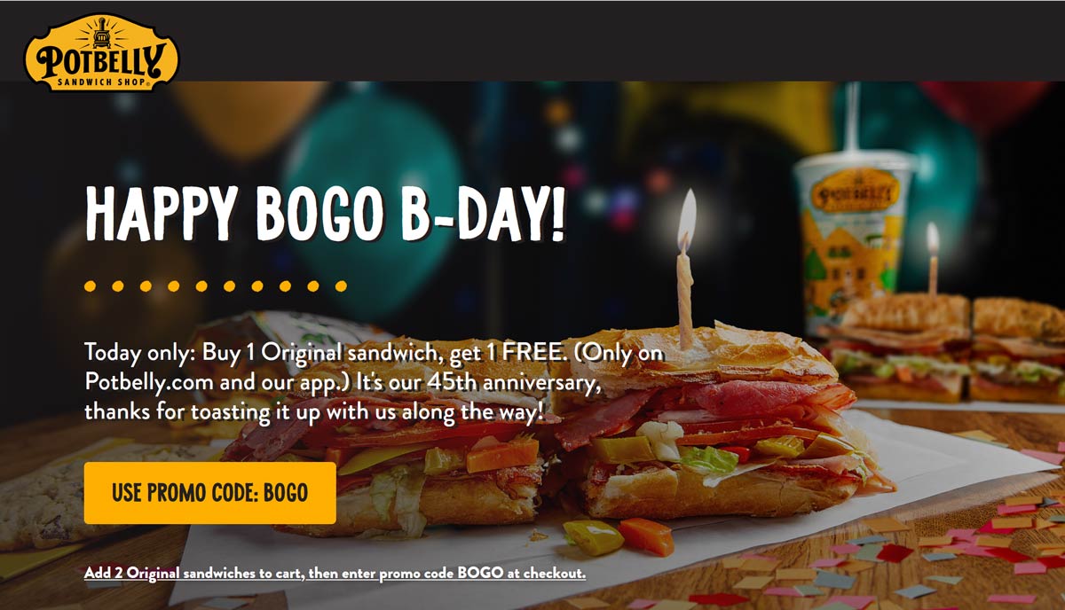 Potbelly coupons & promo code for [January 2022]