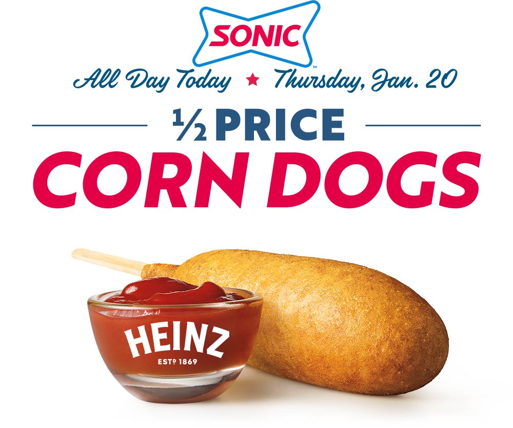 Sonic Drive-In restaurants Coupon  50% off corn dogs today at Sonic Drive-In restaurants #sonicdrivein 