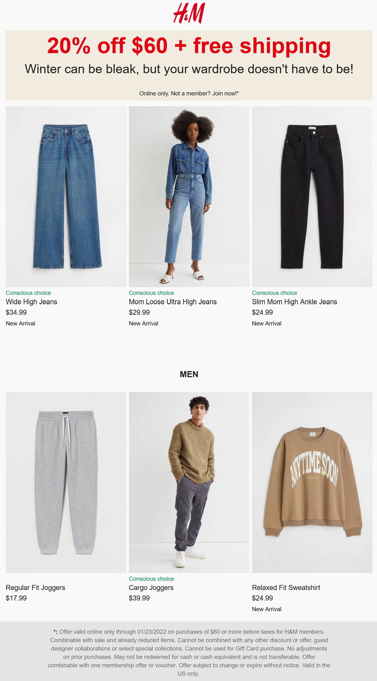 H&M stores Coupon  20% off $60 online at H&M #hm 