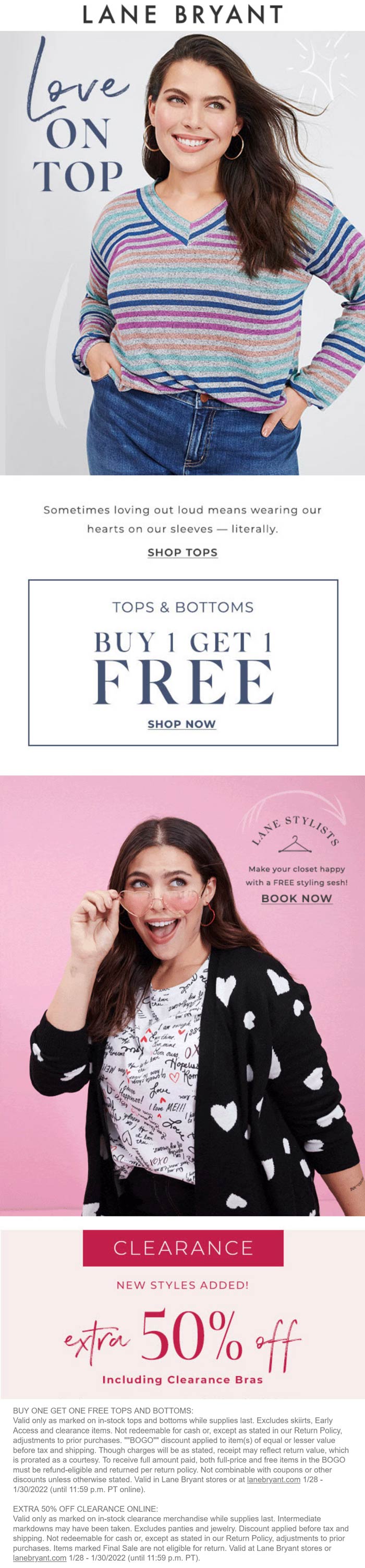 Lane Bryant stores Coupon  Second top or bottom free & more at Lane Bryant, ditto online #lanebryant 