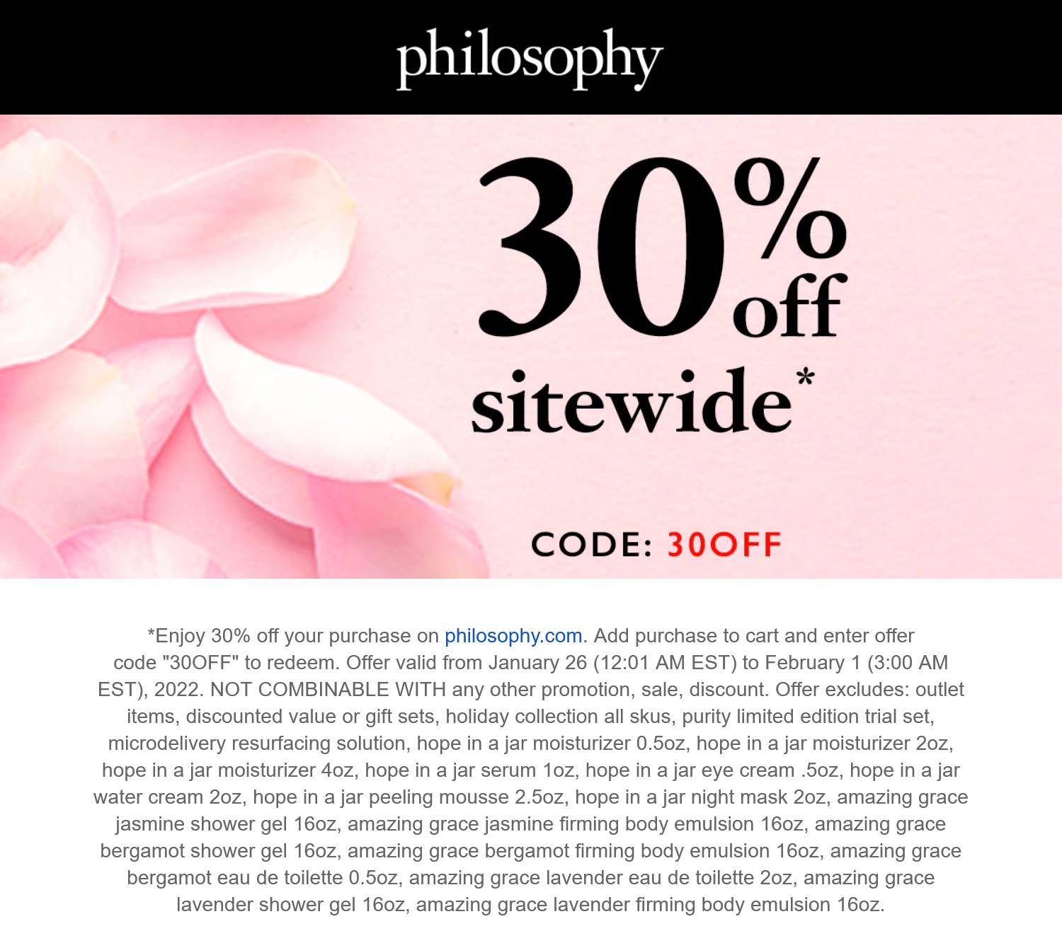 Philosophy stores Coupon  30% off everything online at Philosophy via promo code 30OFF #philosophy 