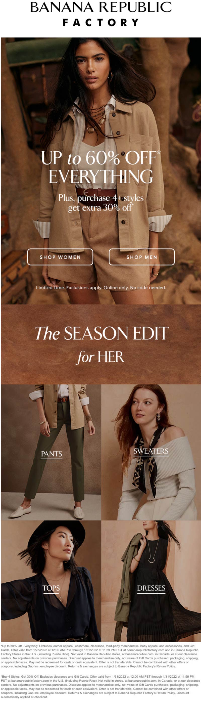 Banana Republic Factory stores Coupon  30% off 4+ items online today at Banana Republic Factory #bananarepublicfactory 