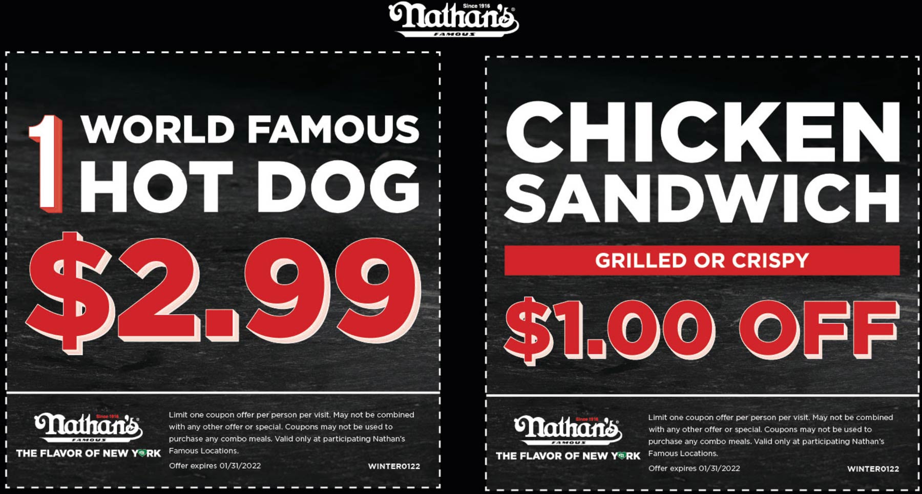Nathans Famous restaurants Coupon  $3 hot dog at Nathans Famous restaurants #nathansfamous 